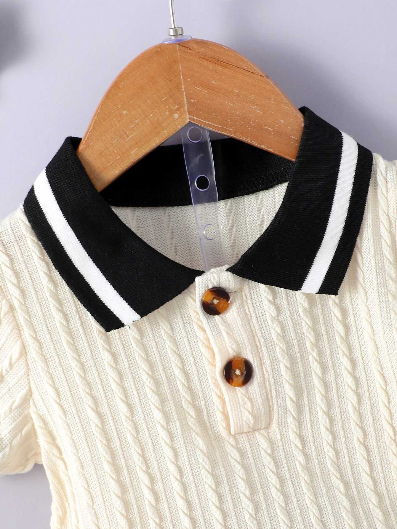 Clothing Sets Summer college style mens polo neck design feels simple suit color matching loose shirt casual pants mens baby fashionY2412251TPI