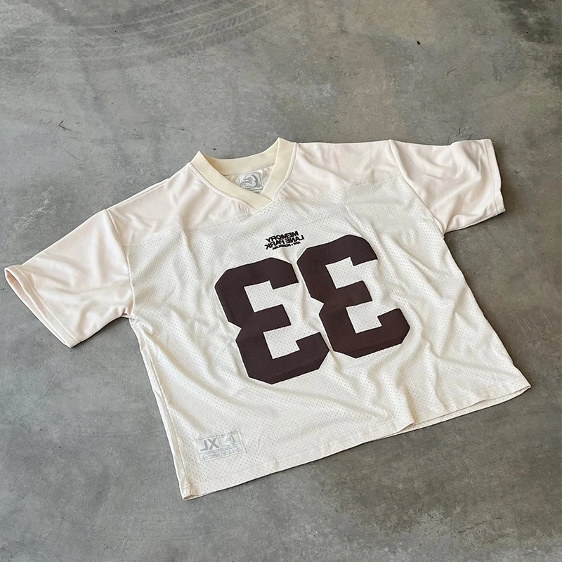Jersey Y2K T Shirt Clothes Men Women Hip Hop Letter Graphic Puff Print Oversized Baseball Uniform Sportswear Short Sleeved Tops 241225