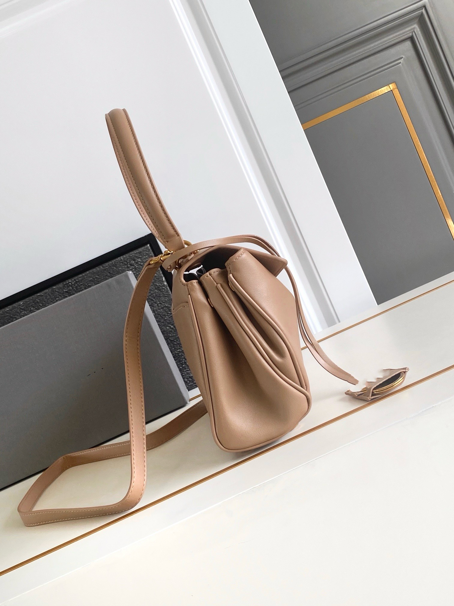 Leather Dumplings bag Luxe Calfskin Handbag Designer bag Cowhide Wide Strap Tote bag Women Paris High-end women