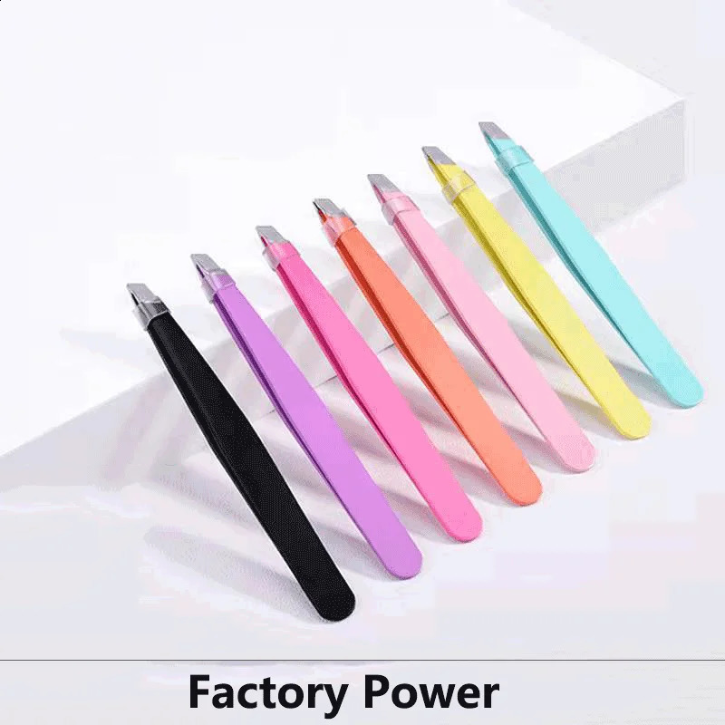 12 pcs/lot Eyebrow Tweezers Clamp Pincet Eyelash Stainless Steel Tongs Clip factory power Makeup Tools wholesale 241223