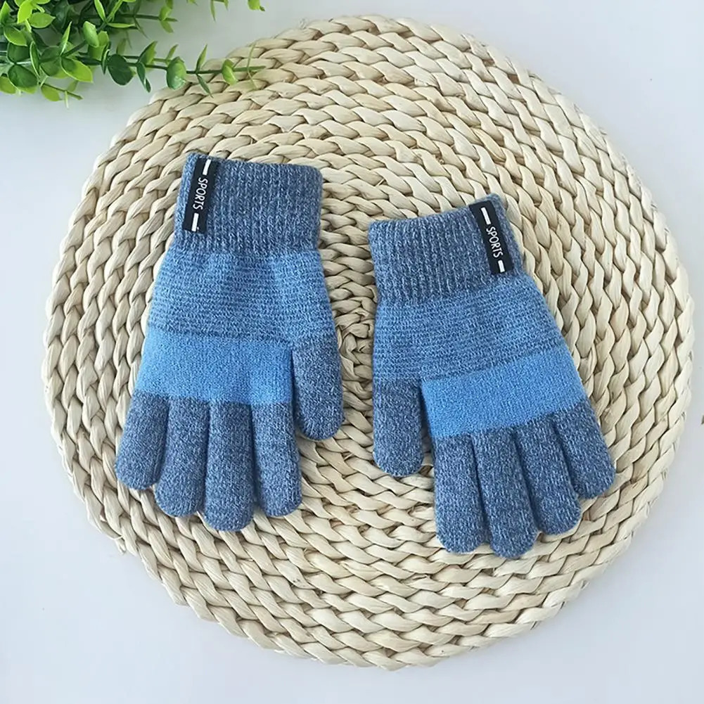 Knitted Thicken Kids Gloves Winter Keep Warm Children Baby Plush Furry Full Finger Mittens Soft for 711Years 241225