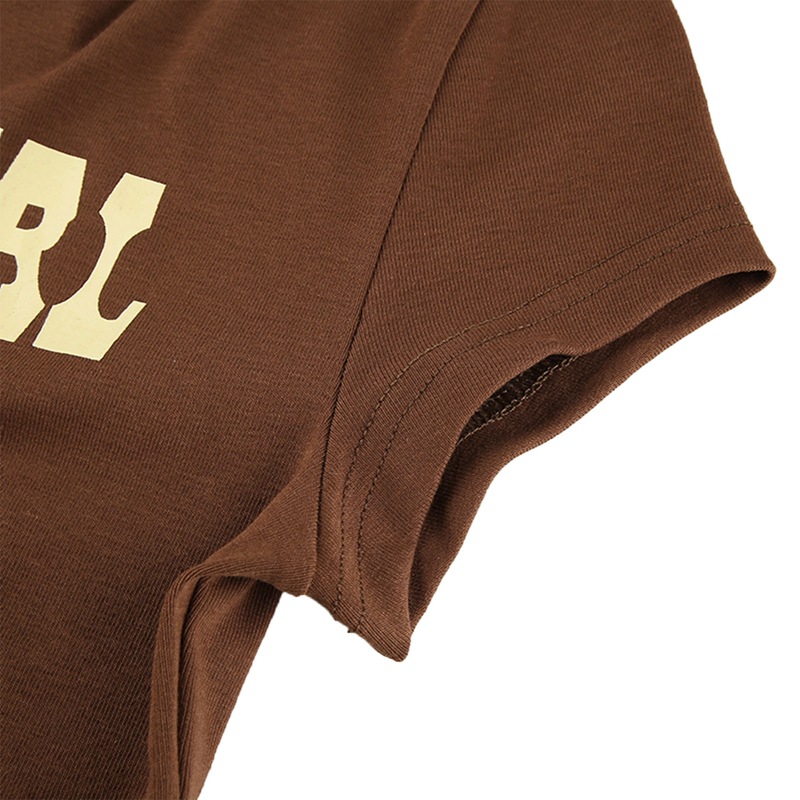 Women's T-Shirt Slim Fit Baby Letter Printed Pattern Casual T-Shirt - Short Sleeve Exposed Navel Top