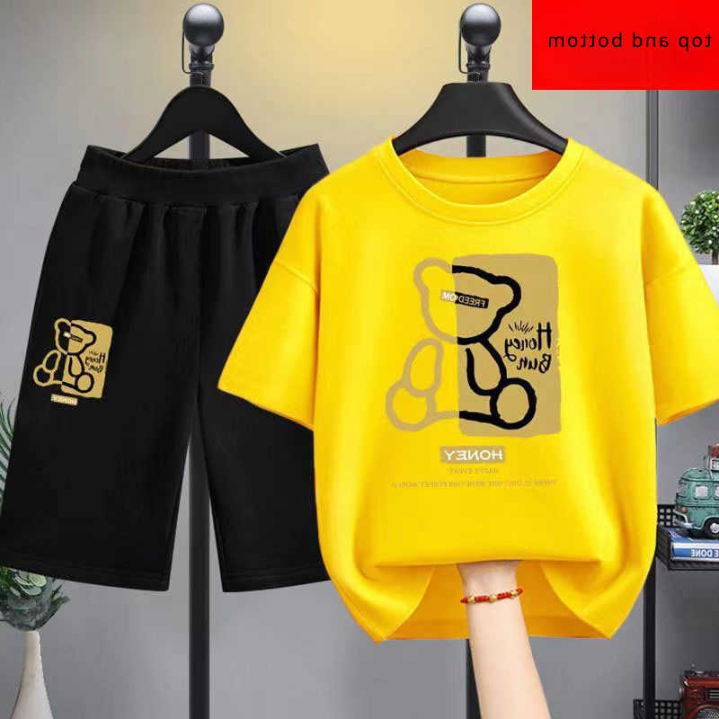 Clothing Sets Summer Baby Boy Clothes Set Children Girls Cartoon Bear Printed T-shirts and Shorts 2pcs Suit Kid Casual Top Bottom TracksuitsY241225JQ3