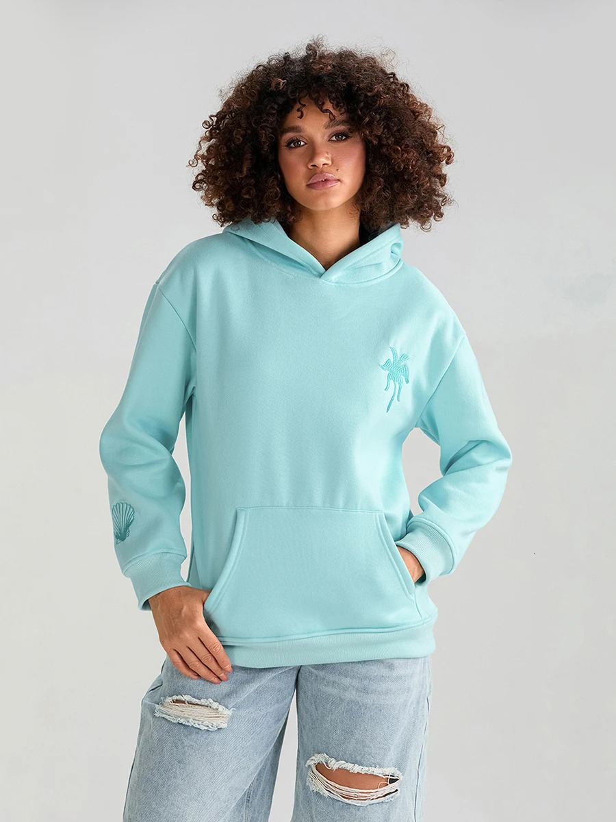 Womens Beach Hoodies Long Sleeve Flower Embroidery Oversized Sweatshirts Casual Streetwear Tops 241225