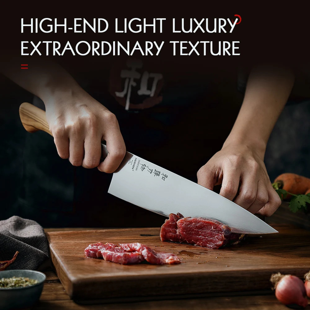 Henan Master Series 8.3-inch Sandvik 14C28N Steel Kitchen Knife with Olive Wood Handle Food Slices Meat and Fish 241225