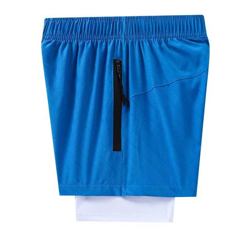 2 in 1 Men Running Sweatpants with Zipper Pockets Jogging Athletics Sweat Shorts Fitness Double Legging Short PantsXJ241226