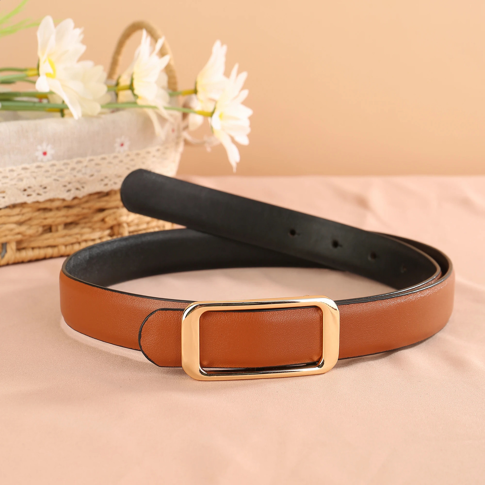 Double sided Belt Width 23mm Fashion Dress Jeans Womens Belt 241226