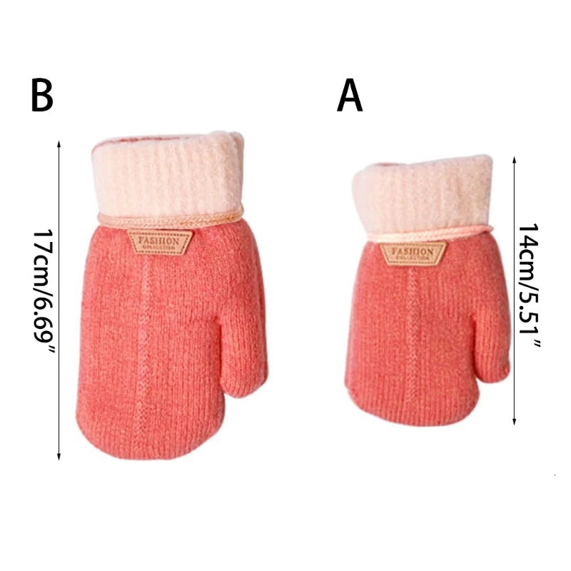 17Y Baby Boys Girls Winter Knitted Gloves Warm Rope Full Finger Thick Mittens for Children Toddler Kids Accessories 241225