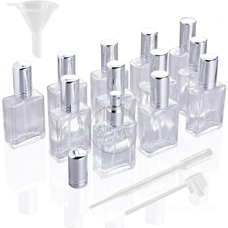 6pcs 30ml 50ml Empty Spray Bottle Frosted Square Glass Perfume Bottle Portable Sample Vials Clear Cosmetic Packaging Sub Bottle 241225