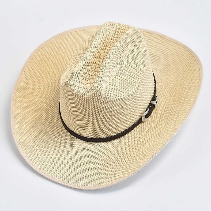 Retro Western Womens Cowboy Hat Summer Wide Brown Cowboy Girl Jazz Hat Outdoor Beach Sunscreen Cs W241225