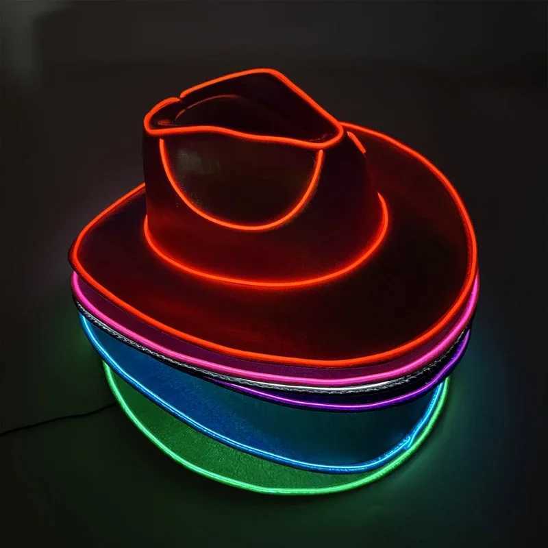 Revelry Party LED luminous color cowboy hat bar nightclub dance disco decoration luminous hat neutral magic cowboy hat. W241225