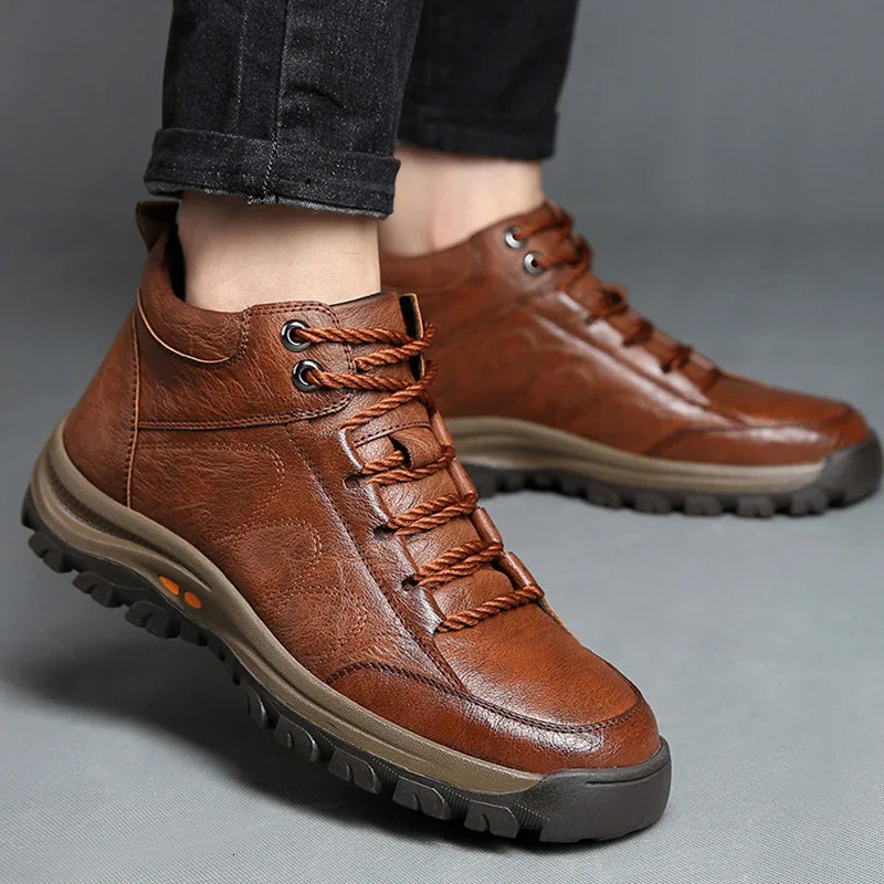 Autumn Winter Boots Men Genuine Leather Shoes Thick Sole Cow Male Snow Fashion Mens Ankle KA270 241225
