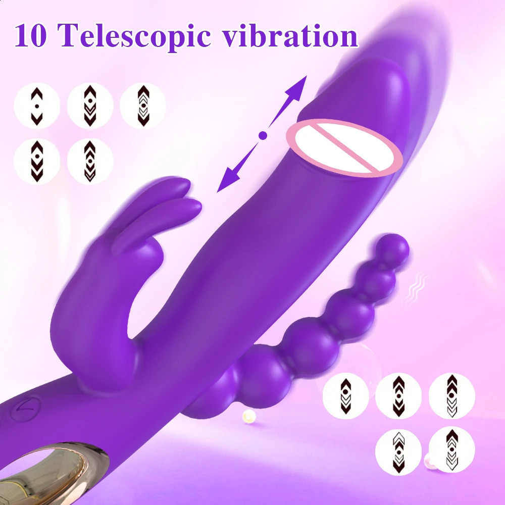 Rabbit Thrusting Vibrator for Woman 3 in 1 G Spot Clitoris Stimulator Vagina Massager Female Masturbator Backyard Anal Sex Toy 241226