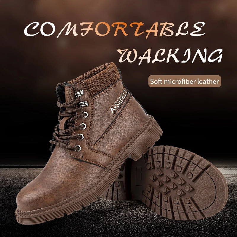 Fashion Men Work Safety Boots Safety Shoes Anti-smash Work Sneakers Safety Shoes Men Indestructible Work Boots 241226