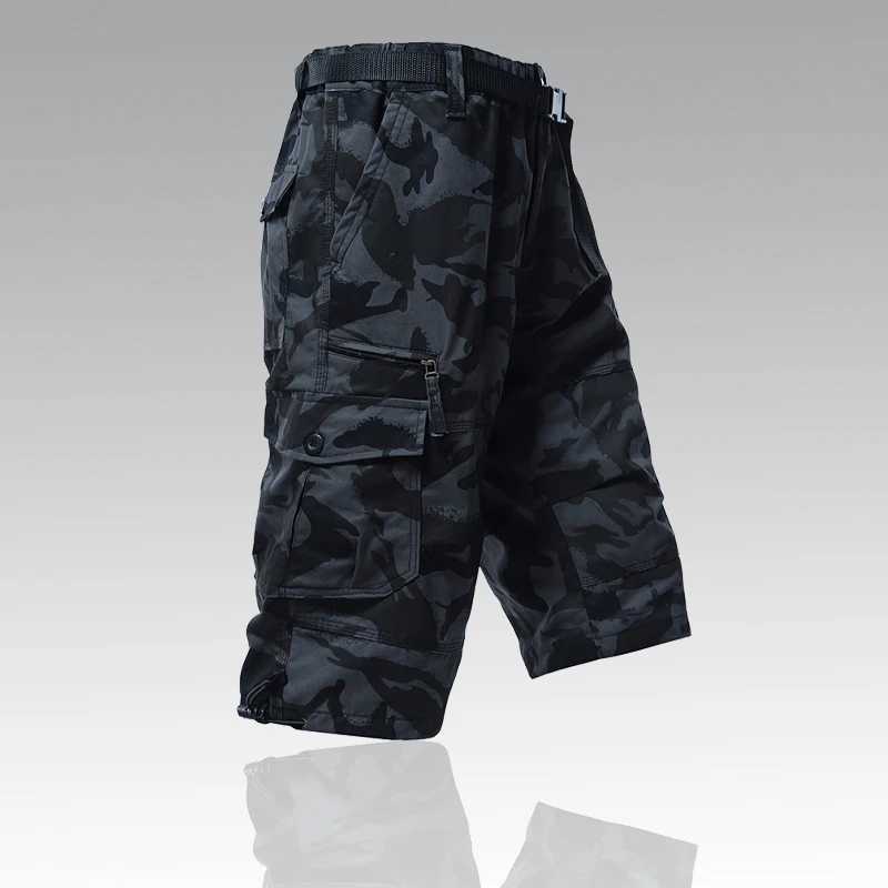 Mens Camouflage Shorts 3/4 Knee Down Cargo Capri Pants Outdoor Fast Drying Jogger Hombre Pants Y2K Camping Hiking Fishing W241226
