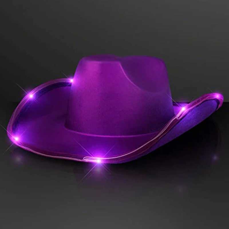 Retro Fedora Hat Womens Felt Cowboy Hat LED Light Brim Western Style Hat W241225