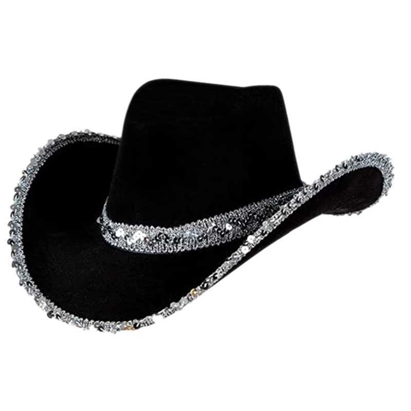 Sequined denim hat adult denim hat denim party performance hat W241225