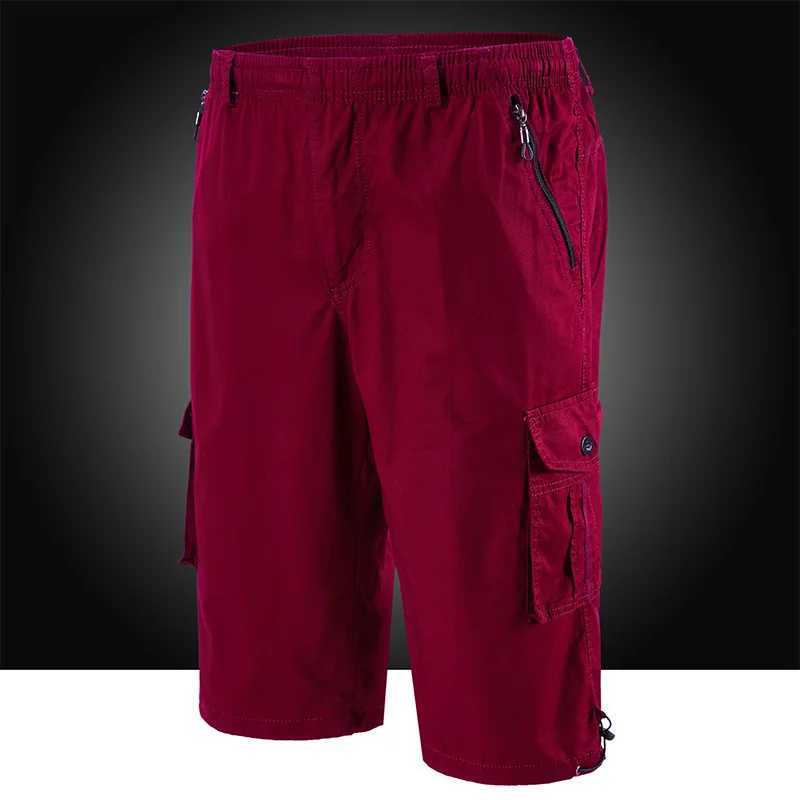 Cargo Shorts Men Zipper Pocket Many Mens Breeche Long Length 3/4 Capri Short Pant Cotton Bermuda Summer 2024 Casual Male ShortsXJ241226