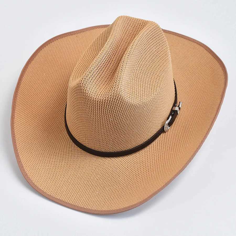 Retro Western Womens Cowboy Hat Summer Wide Brown Cowboy Girl Jazz Hat Outdoor Beach Sunscreen Cs W241225