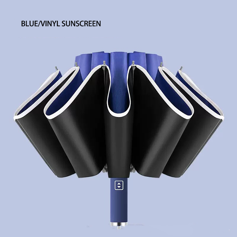 Versatile Triple-Layered Automatic Umbrella with Reflective Patterns for Unisex Use