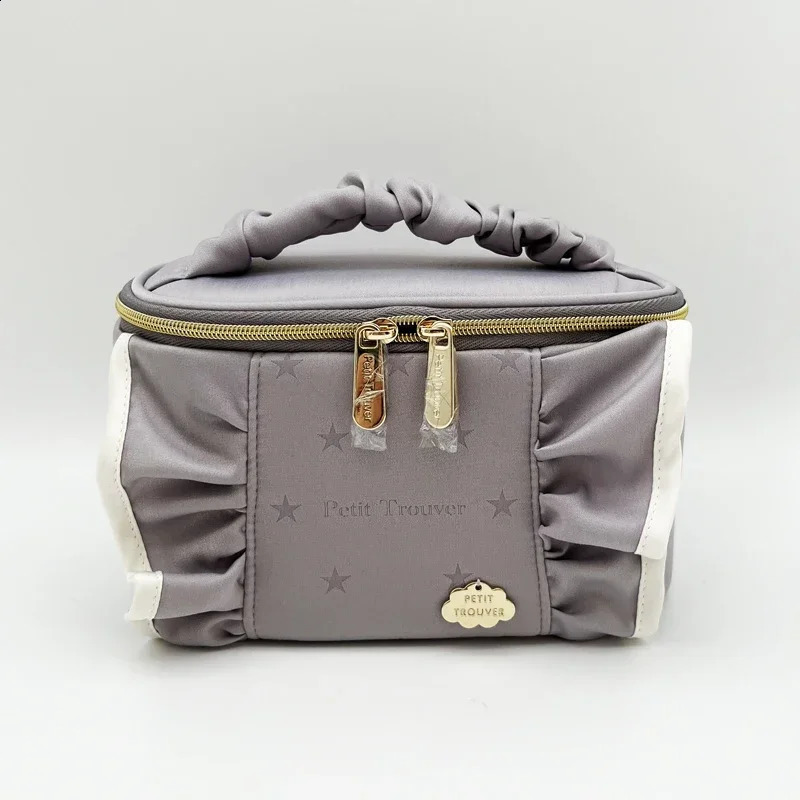 Japanese Style Fresh Ruffled Small Bucket Bag Student Girls Sweet Portable Small Cosmetic Bag Storage Bag 241226