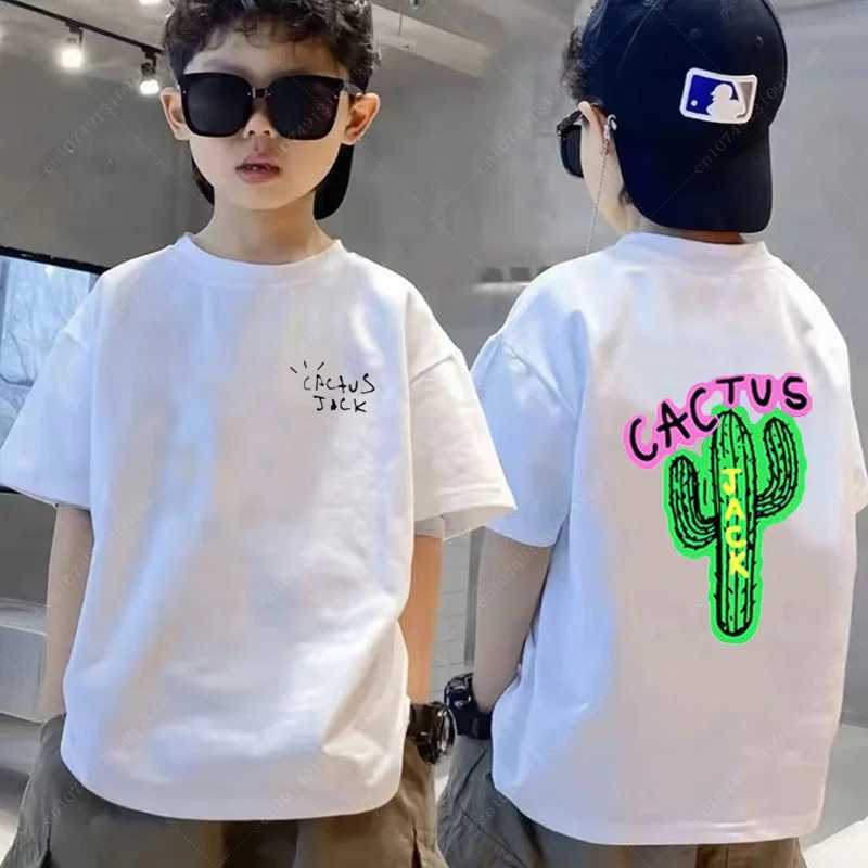 T-shirts 2024 Rapper Cactus Jack Graphic Cotton T Shirt Kid Boy Girls Hip Hop Tee Fashion Short Sleeve Shirt Summer Oversized Cotton Tops Y2412263TAG