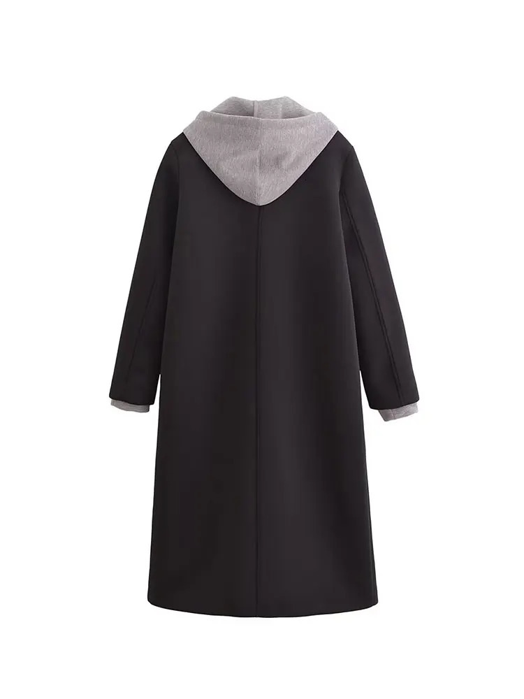TRAF 2024 Winter Women Coat n Sense Detachable Hooded Loose Casual Streetwear For Woman Outerwears 241225