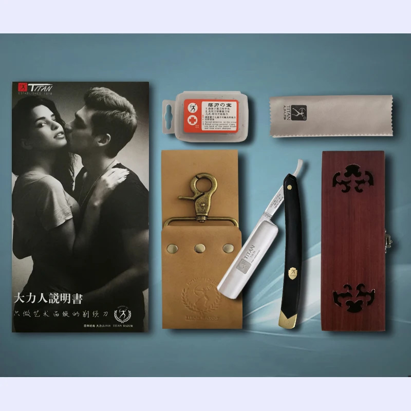 Titan straight razor wooden handle hand made stainless steel blade sharping shaving 241225