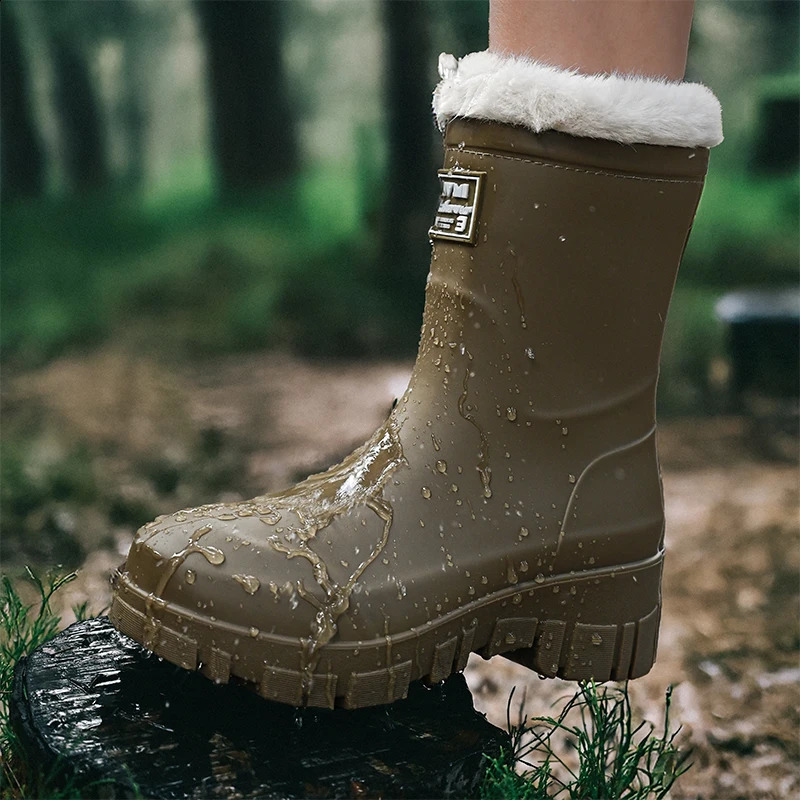 style rain boots ladies fashion outer wear rubber shoes non-slip waterproof rain boots short tube four water shoes 241226