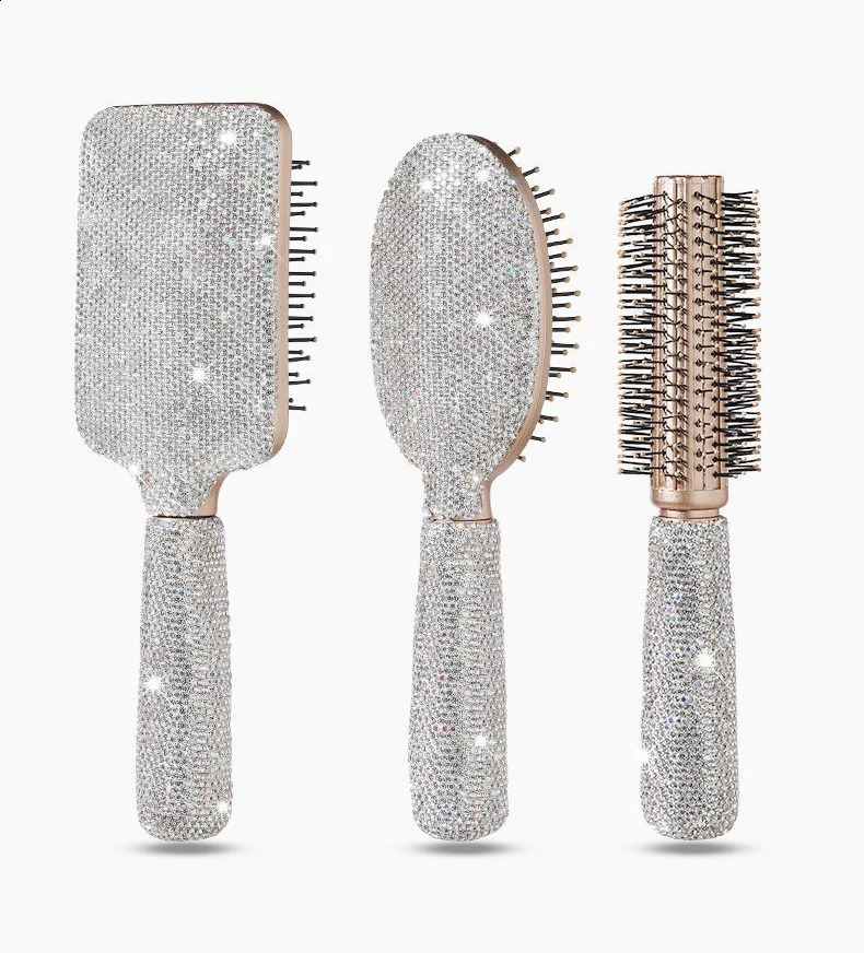 Rhinestone Hair Brush Static Padded Massage Comb Fluffy Styling Essential Sparkling Diamonds Ideal for Holiday Gifts 241225