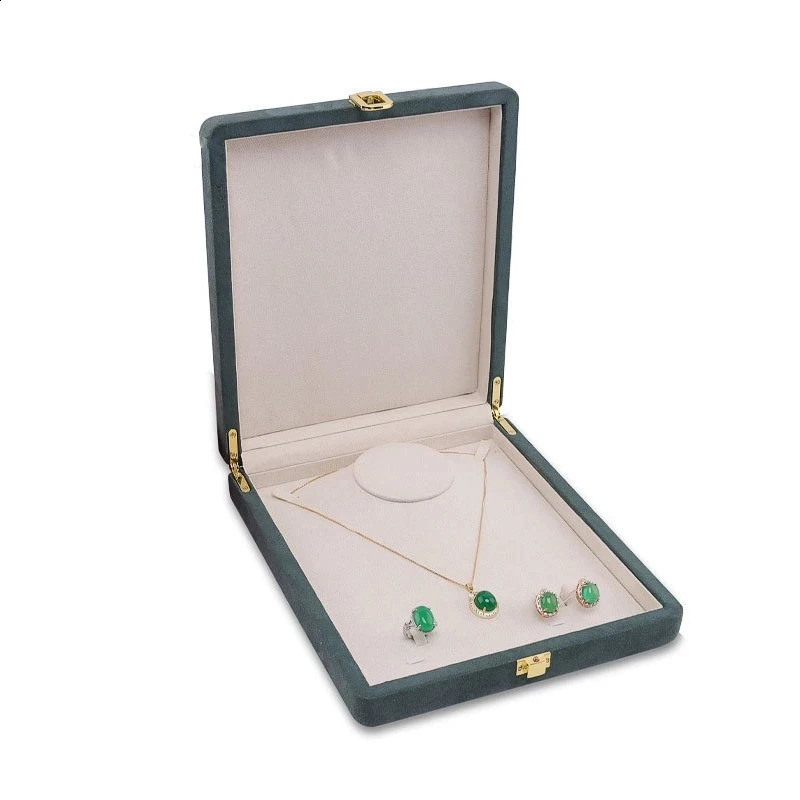 High-End Large Boxes Pearl Necklace Earrings Set Jewelry Packaging Box Metal Lock Buckle Jewelry Organizer Gift Box 20*23Cm 241225