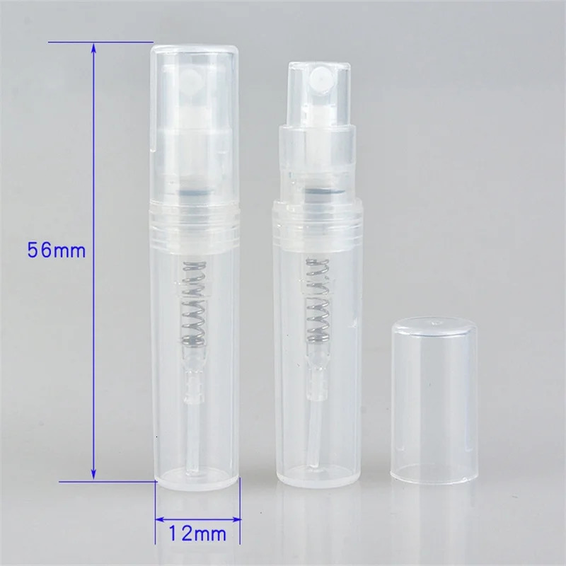 100/200/400pcs 2ML Portable Clear Plastic Spray Bottle Perfume Bottle Atomizer Mini Sample Test Tube Thin PET Vials Wholesale 241225