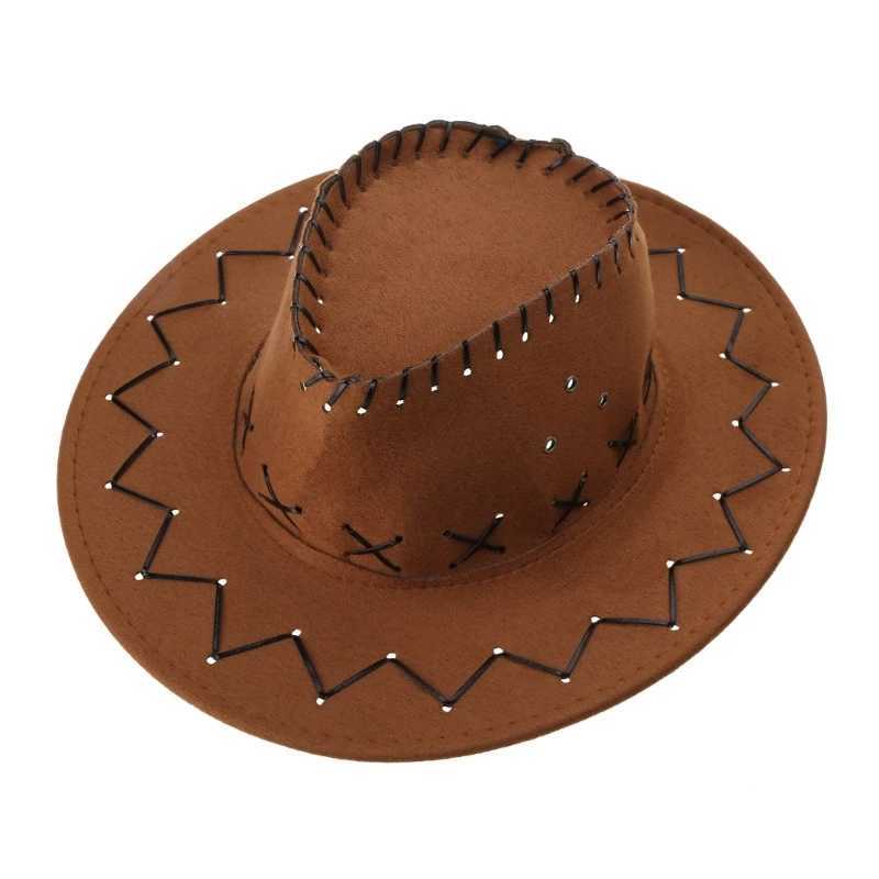 652F Simple Neutral Childrens Cowboy Hat Fashion Suede Western Cowboy Hat Role Playing Hat W241225