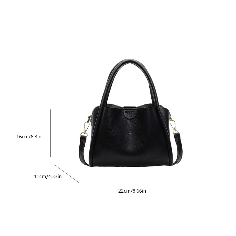 Womens shoulder bag solid color synthetic leather handbag fashionable casual cross body bag 241223
