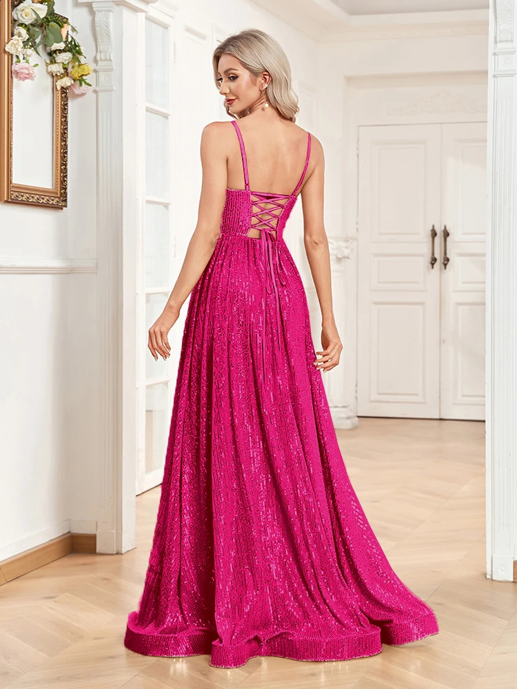 Lucyinlove Elegant Sexy Backless Sequins Evening Dress Long Mermaid Formal Gown Women Wedding Party Dresses Caicktail Prom 241223
