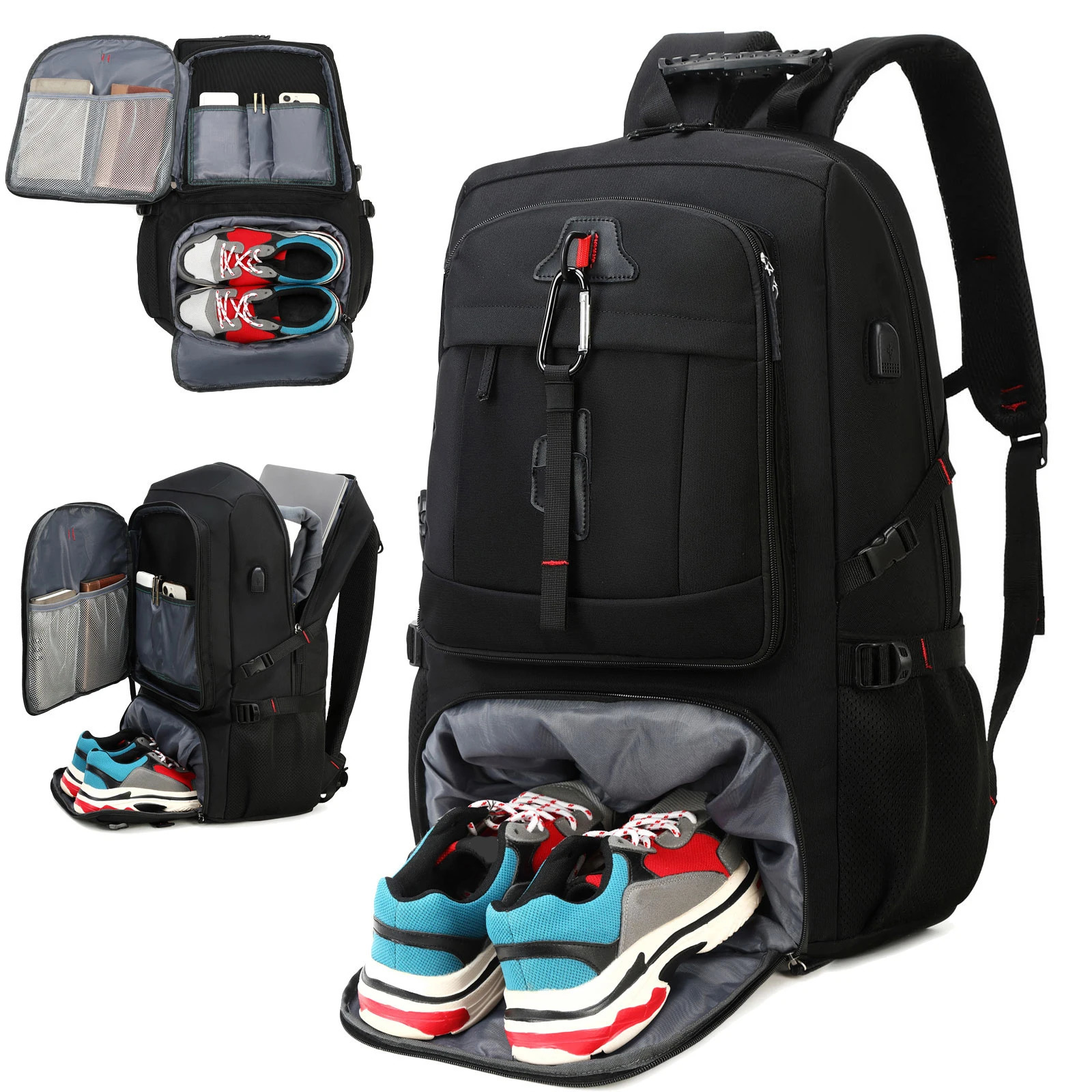 Outdoor backpack for travel 50L waterproof camping backpack for women and men backpack with shoe compartment 241225