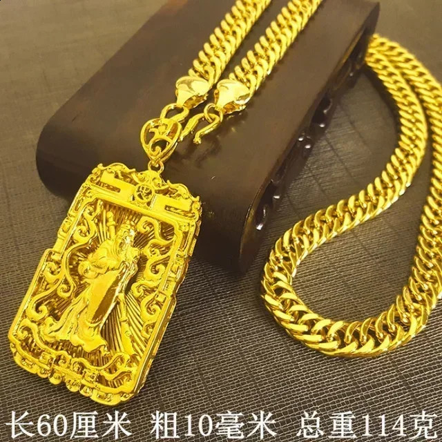 Dragon AU750 gold necklace Guanyin 18K pendant domineering fashion jewelry gift for men and women 241226
