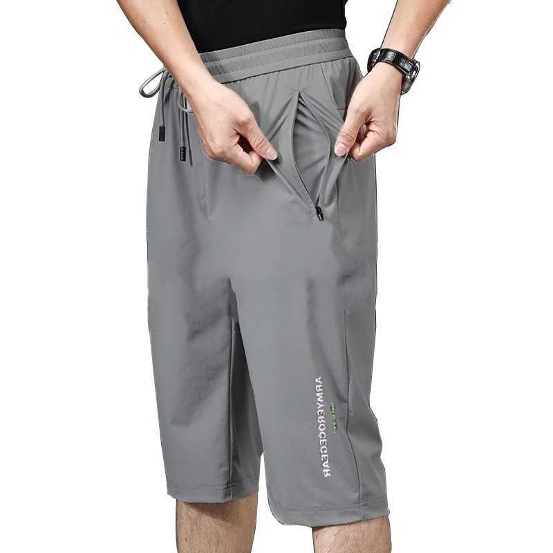 Summer New Ice Silk Shorts Mens Loose Solid Elastic Waist Pockets Patchwork All-match Casual Pants Vintage Fashion Men ClothingXJ241226