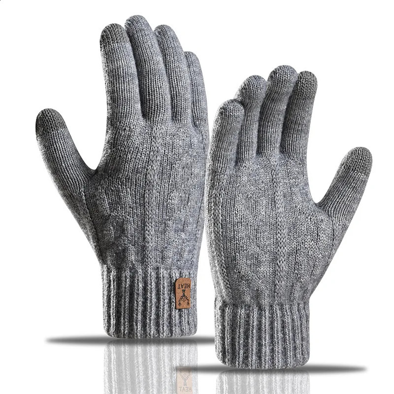 Winter Warm Gloves Touch Screen Padded Thickened Knitted Gloves Coldproof Alpaca Velvet Mens Finger Gloves 241226