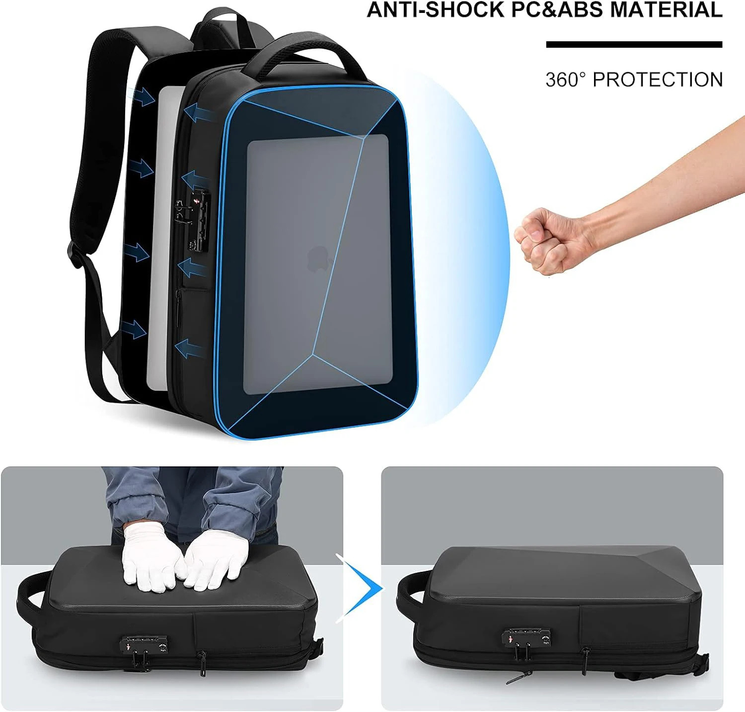 Expandable Travel laptop Backpack men fit 15.6 inch Waterproof Anti-thef Business Bag USB Charging Hard case mochilas de hombre 241225