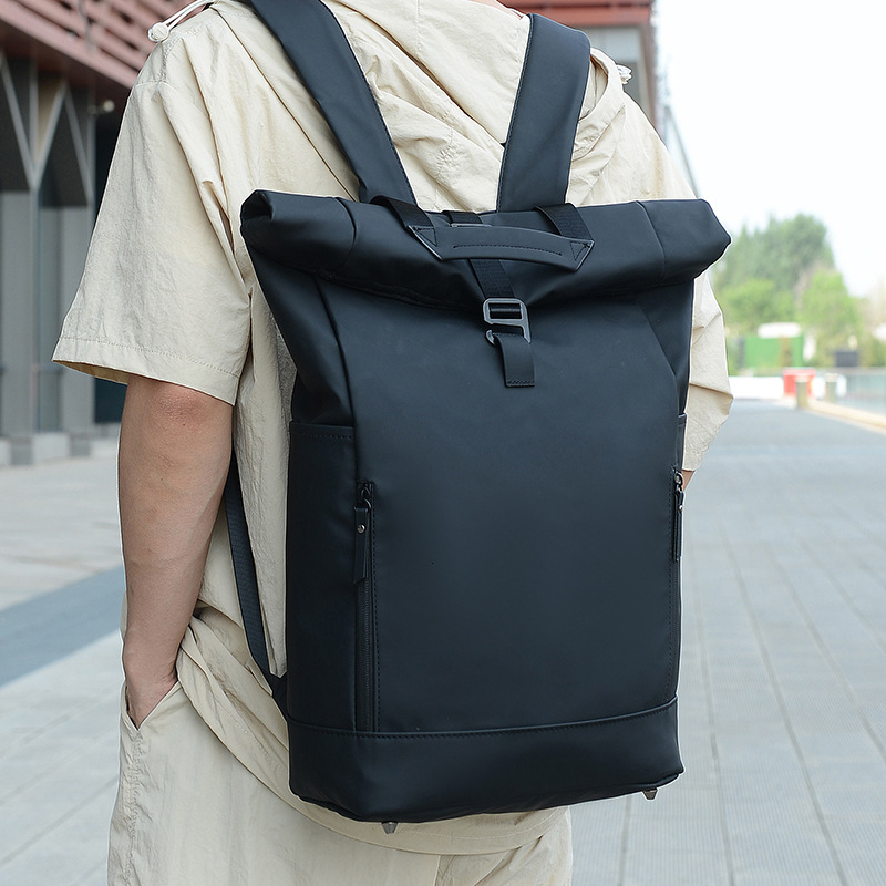 Men's Large Capacity Business Casual Laptop Backpack,Waterproof Travel Backpack for Men with Roll-leather,Men's Commuter Roll-leather Data B