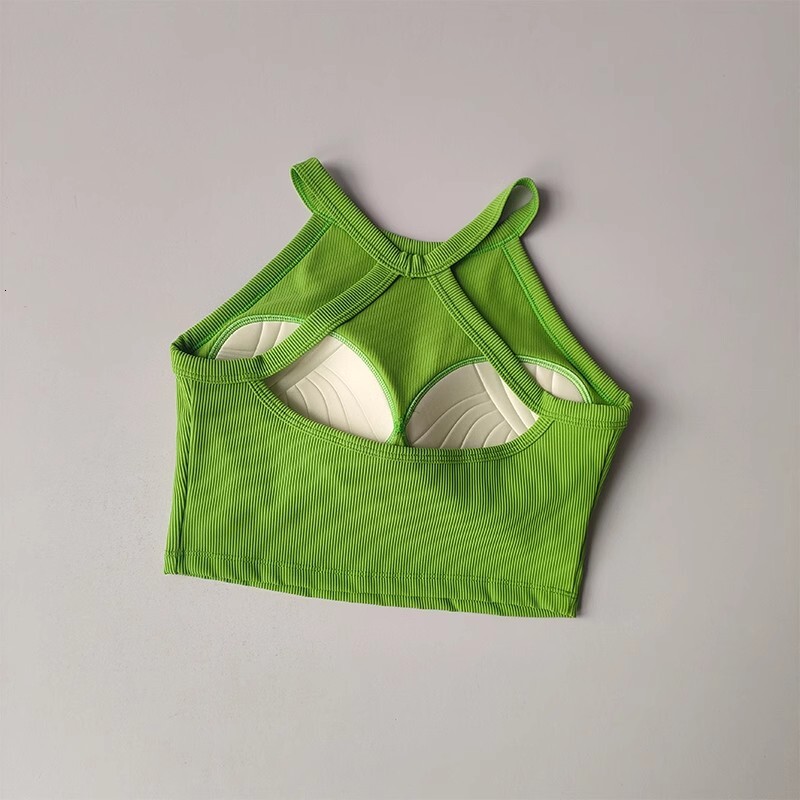 2024 New Women's Fixed Chest Pad Shockproof Running Outer Wear Yoga Bra Fiess Underwear Gym Top Sports Camisole