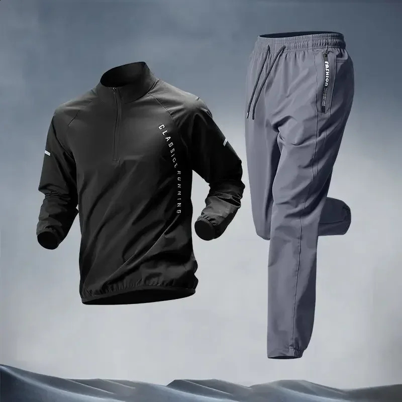 Mens Tracksuit Running Casual Outdoor Quick-Dry Running Clothes for Spring Autumn Gym Sports Training Mens Sportswear Set 241224