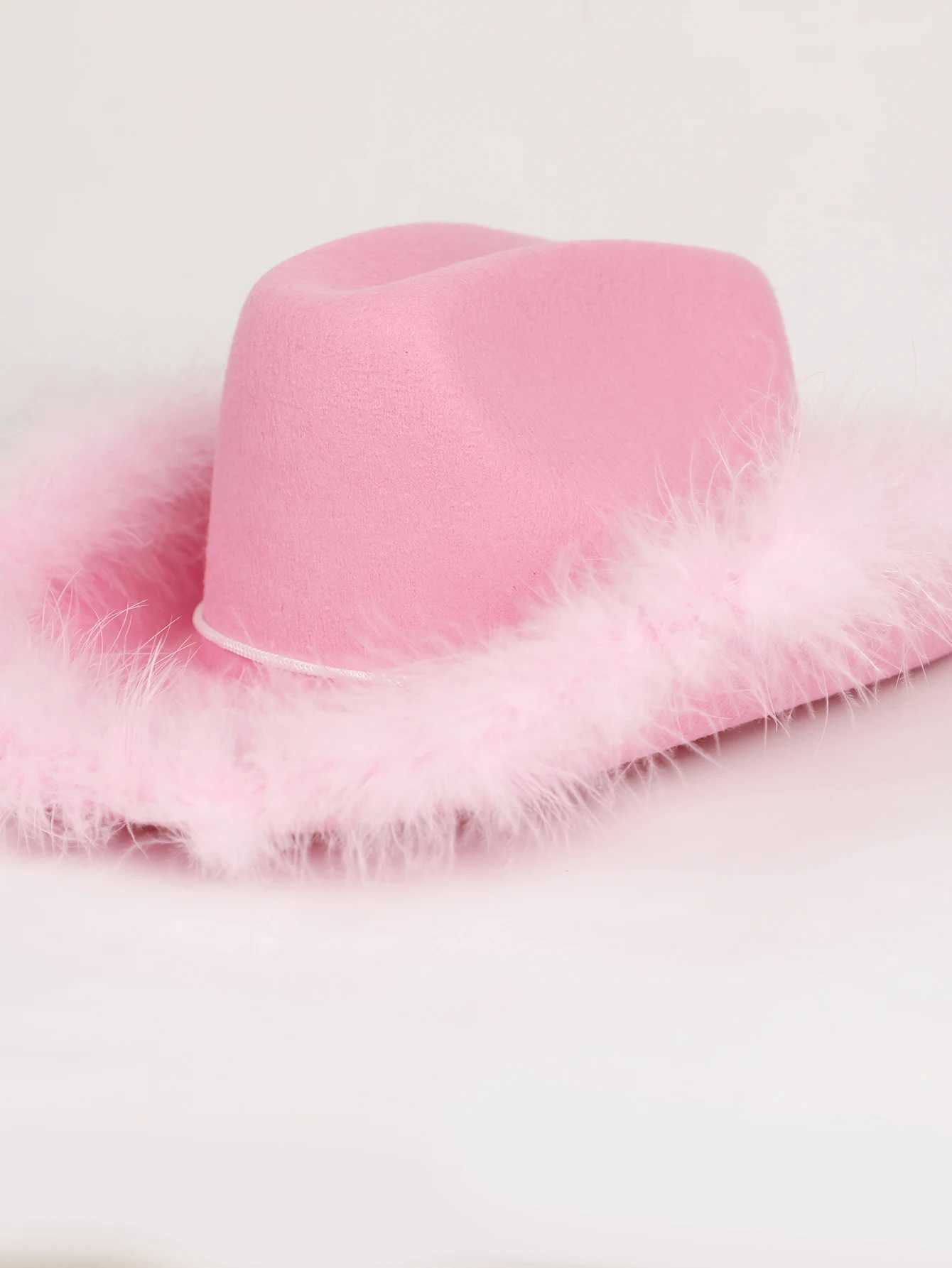 Colorful feather Western cowboy hat British retro jazz hat themed party Halloween carnival hat wide brown wool felt hat. W241225