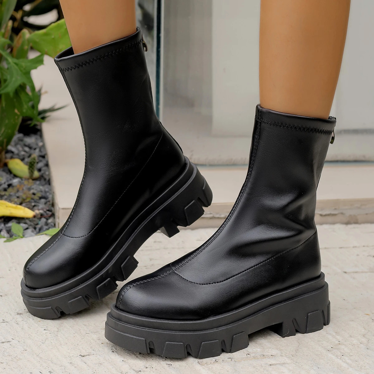 Women Chelsea Boots Winter Warm Comfortable Boots Women Non Slip British Style Zipper Goth Shoes for Women Botas De Mujer 241226