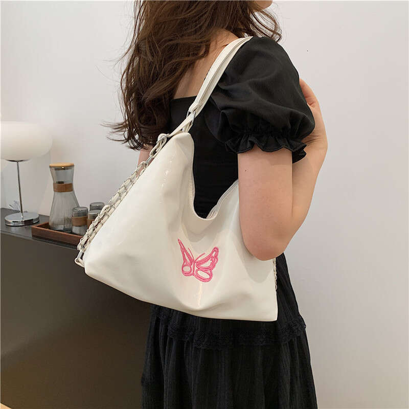 New Fashionable Embroidered Butterfly Multi Purpose Shoulder Bucket Bag, Casual Soft Surface Large Capacity Women's Backpack