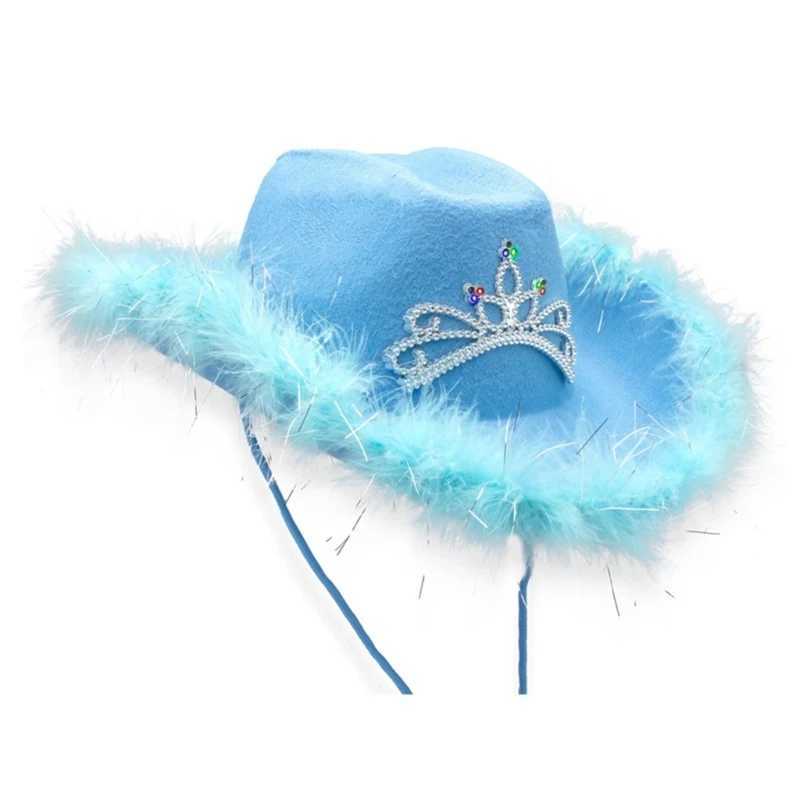 Cowboy Hat Female Wide Brim Role Playing Cowboy Hat Wedding Party Prop Single Party Female Hat 449B W241225