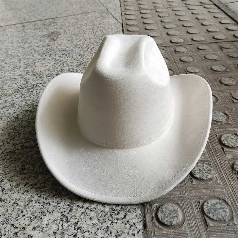 Suede Cowboy Hat Mens Automatic Winter Double Concave New Western Cowboy Hat Solid Retro Hat Wholesale Sombrero Vaquero Mujer W241225