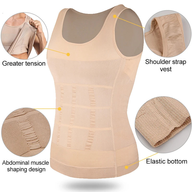Mens Slimming Body Shaper Vest Shirt Abs Abdomen Slim Gym Workout Tummy Control Compression Tank Top Sleeveless Shapewear 241223