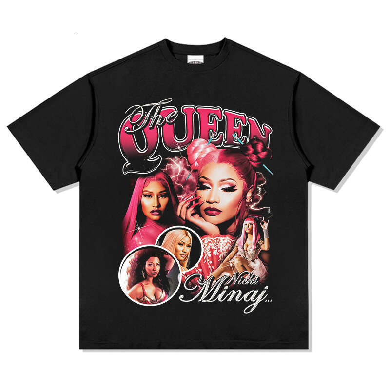 Mina Nicki Min printed American hip-hop street short sleeved T-shirt washed with pure cotton top for men